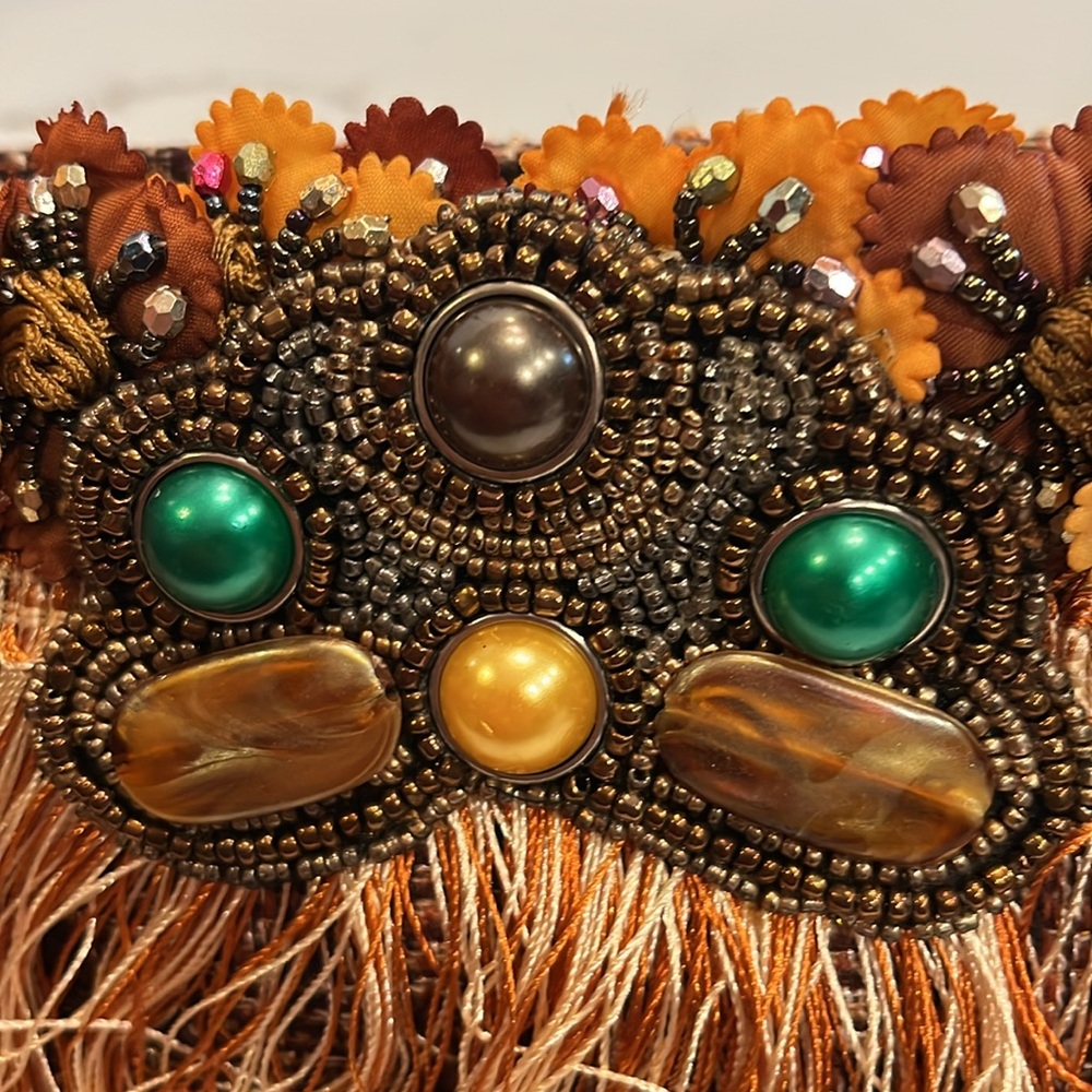 Evening Bag so Elegant with Beautiful Beads & Cabochons. Autumn colors & gold.